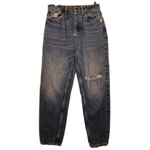Vero Moda Jeans Womens 28 High Rise Mom Fit Distressed‎ Ripped Tapered Denim